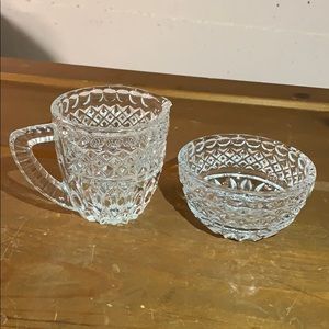 Glass Sugar bowl & creamer